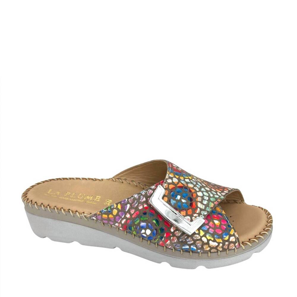 NEW LAPLUME women's agua slide sandal in multi